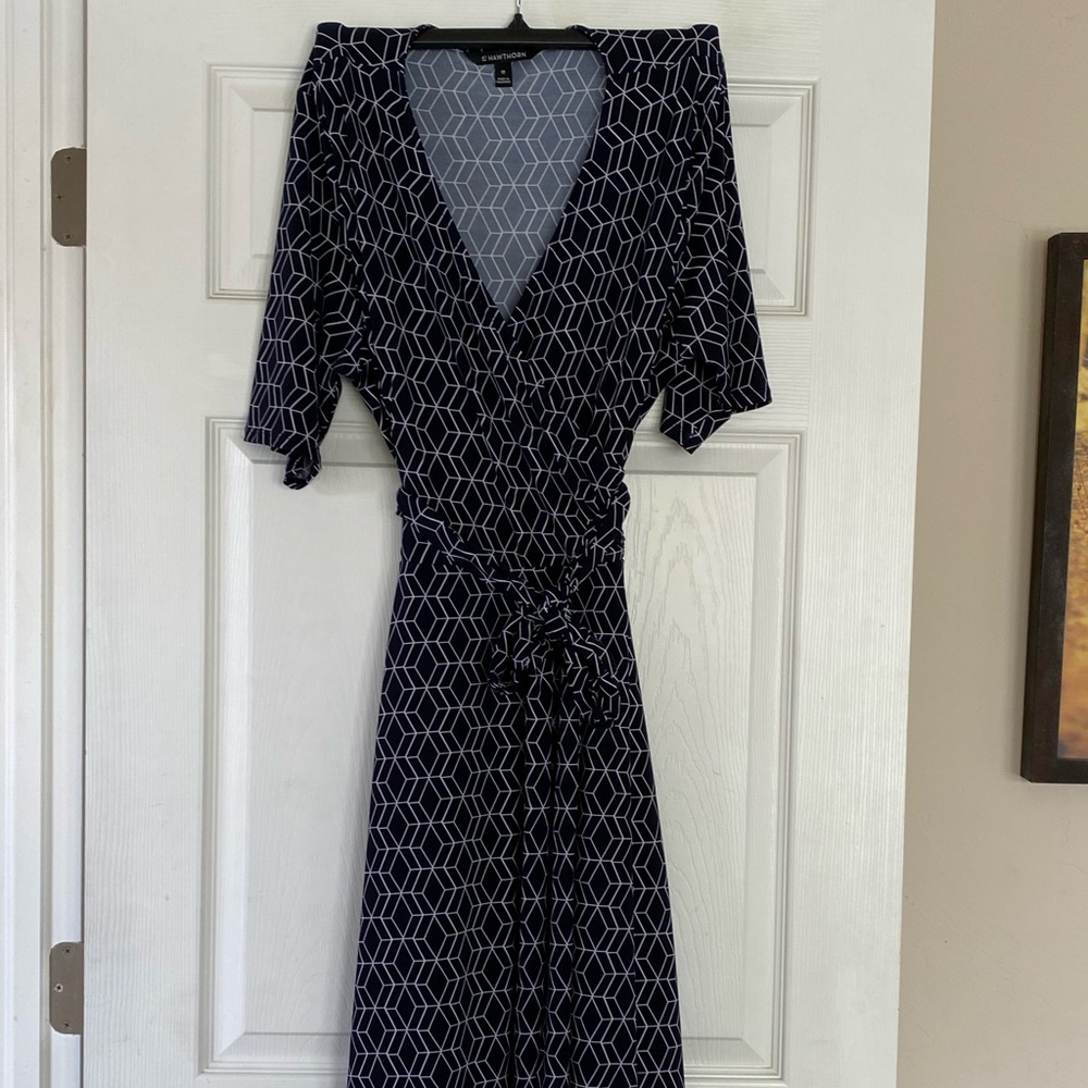 navy & white wrap dress | 2X